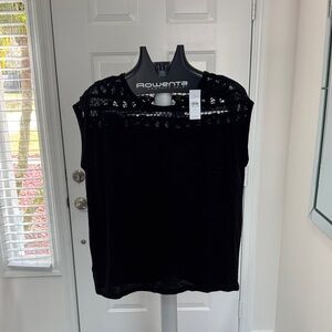 LOFT Black Lace Detail Blouse